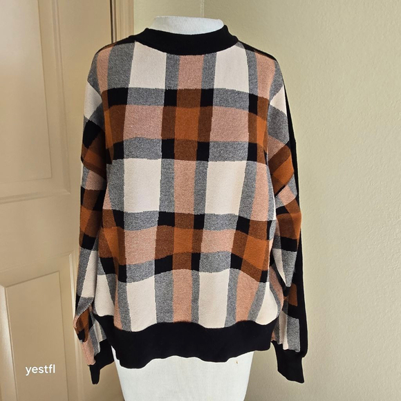RODEBJER Reilly Check Multi/patterned pullover knit sweater L nwot - Picture 2 of 8
